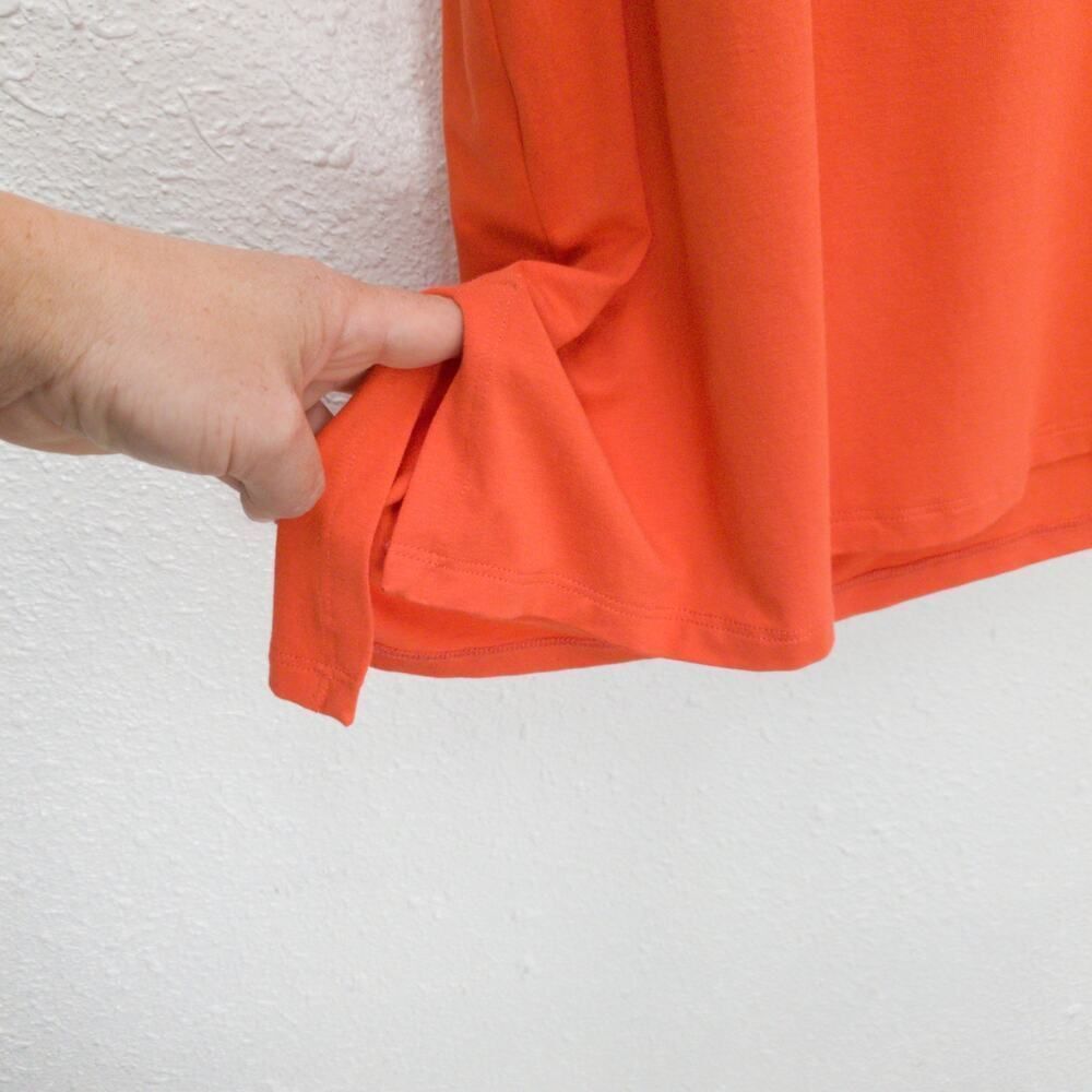 EILEEN FISHER Pumpkin Soft Stretchy Jersey Knit Short Sleeve Tunic Vneck Top - Picture 6 of 7